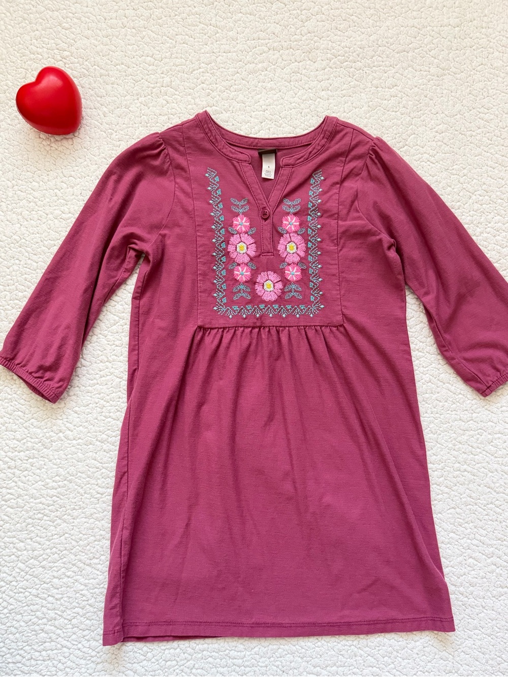 Tea Collection Mauve Floral Embroidered Long-Sleeve Dress